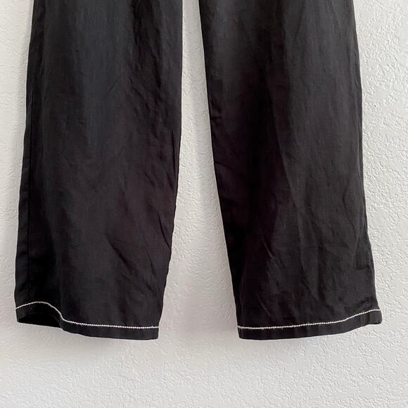 Max Studio 100% Linen Mid Rise Straight‎ Leg Pant Black Size 6 - Picture 3 of 9